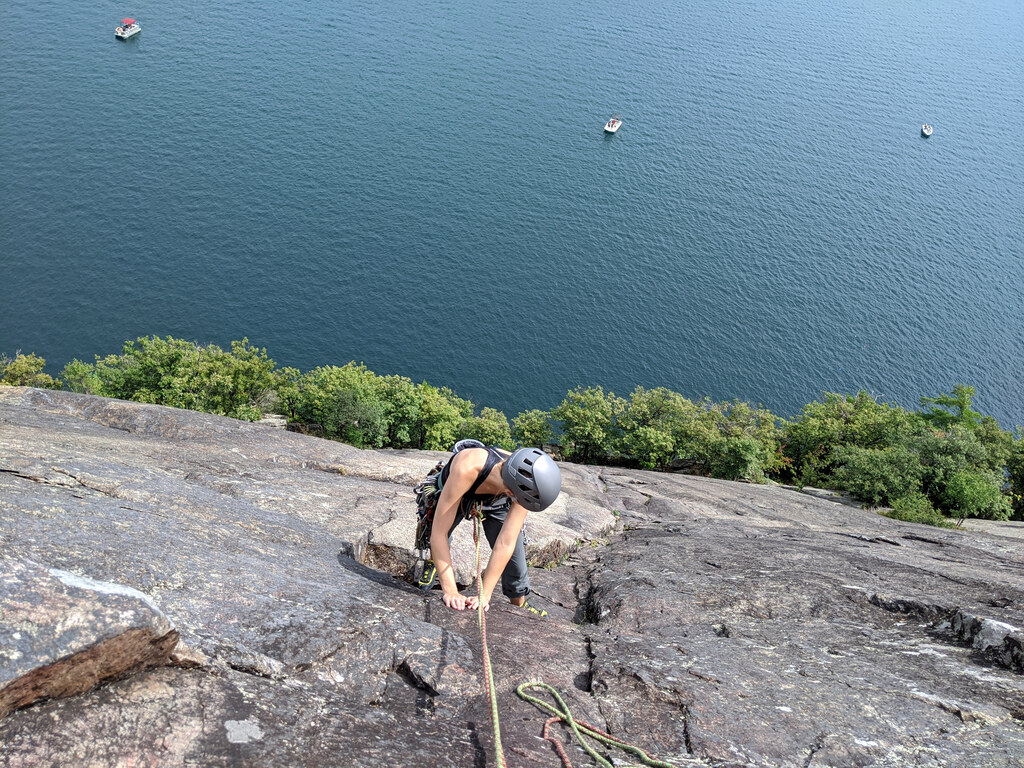 Climbing Little Finger with quite the audience (Category:  Paddling, Climbing, Biking)
