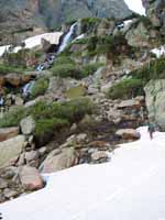 The approach to Petit Grepon is gorgeous.  Alpine snowfields and waterfalls. (Category:  Photography)