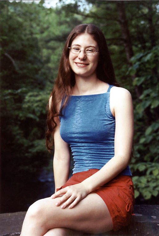 Meredith at the top of the Treman upper falls trailhead. (Category:  Photography)