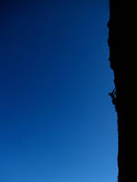 Guy leading the first pitch of Traveler Buttress. (Category:  Photography)