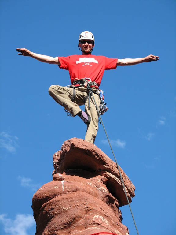 Ryan on top of Ancient Art. (Category:  Rock Climbing)
