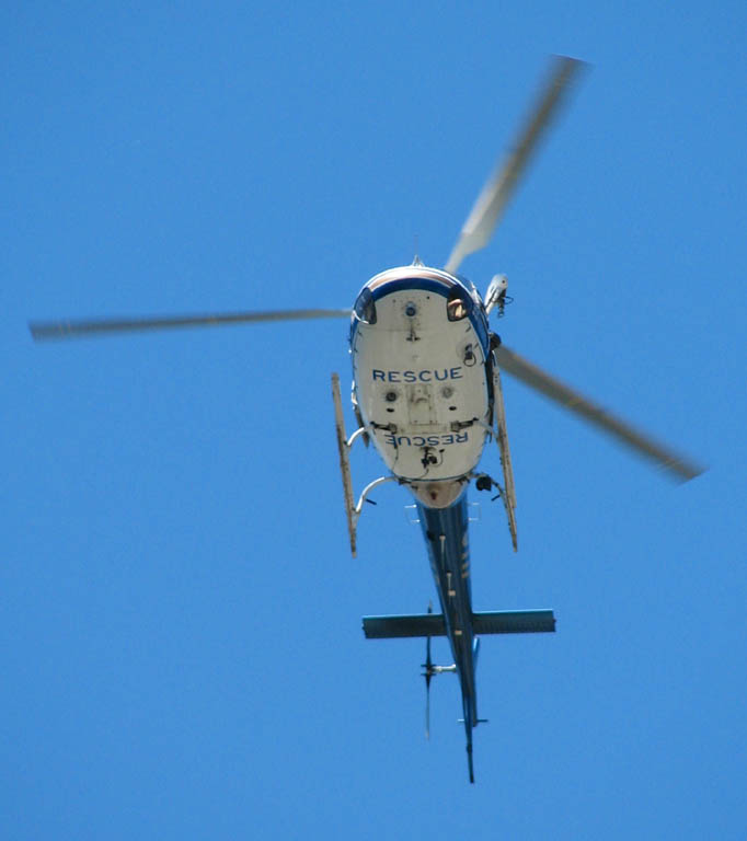 Rescue helicopter.  Not for me this time!  We think this was a search for missing hikers.  They didn't seem interested in anyone climbing. (Category:  Rock Climbing)
