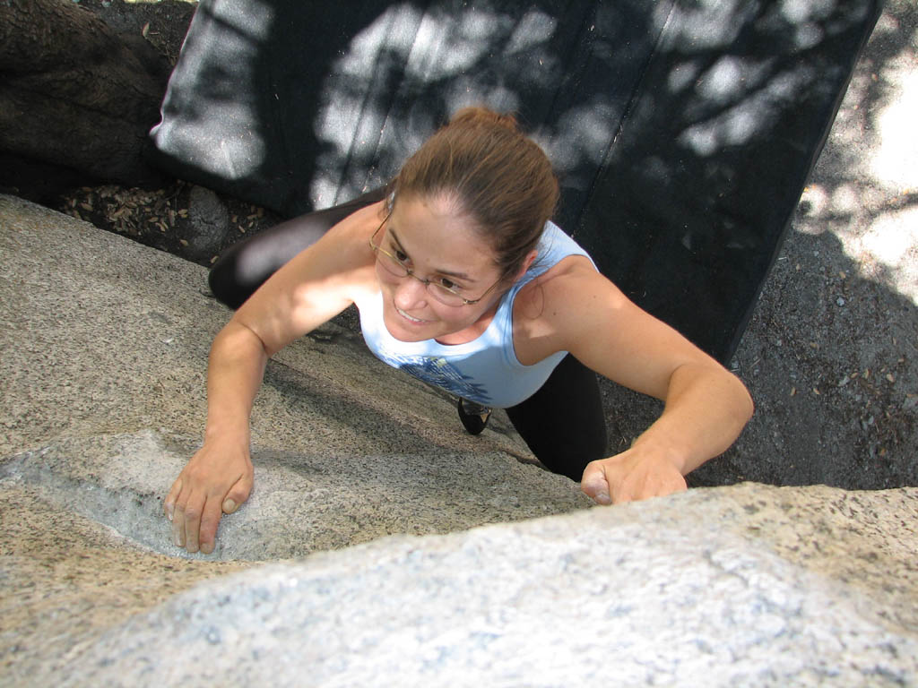 Bonnie bouldering. (Category:  Rock Climbing)
