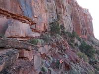 Hiking along the base of Reservoir. (Category:  Rock Climbing)