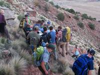 Carryout.  We had to pass the litter the whole way down the talus slope. (Category:  Rock Climbing)