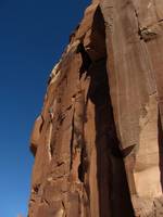 Guy leading Crack Attack. (Category:  Rock Climbing)