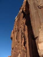 Guy leading Crack Attack. (Category:  Rock Climbing)