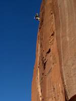 Guy leading Crack Attack. (Category:  Rock Climbing)