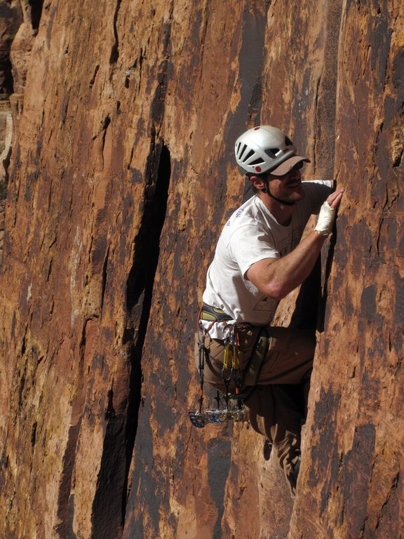 Me leading Generic Crack. (Category:  Rock Climbing)