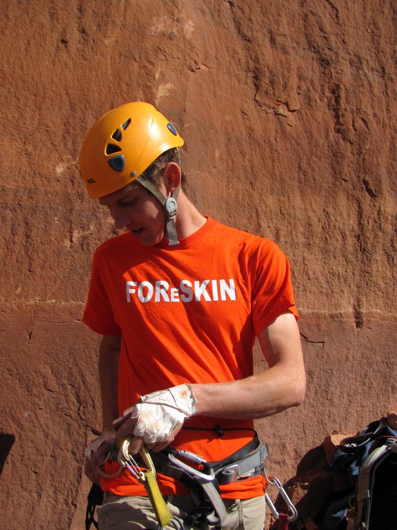 Sarah is an intactavist.  She designed this shirt for Keith. (Category:  Rock Climbing)