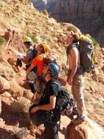 Everyone checking out the cliff. (Category:  Rock Climbing)