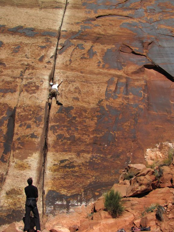 Me leading Generic Crack. (Category:  Rock Climbing)