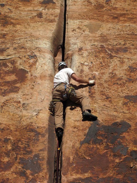 Me leading Generic Crack. (Category:  Rock Climbing)