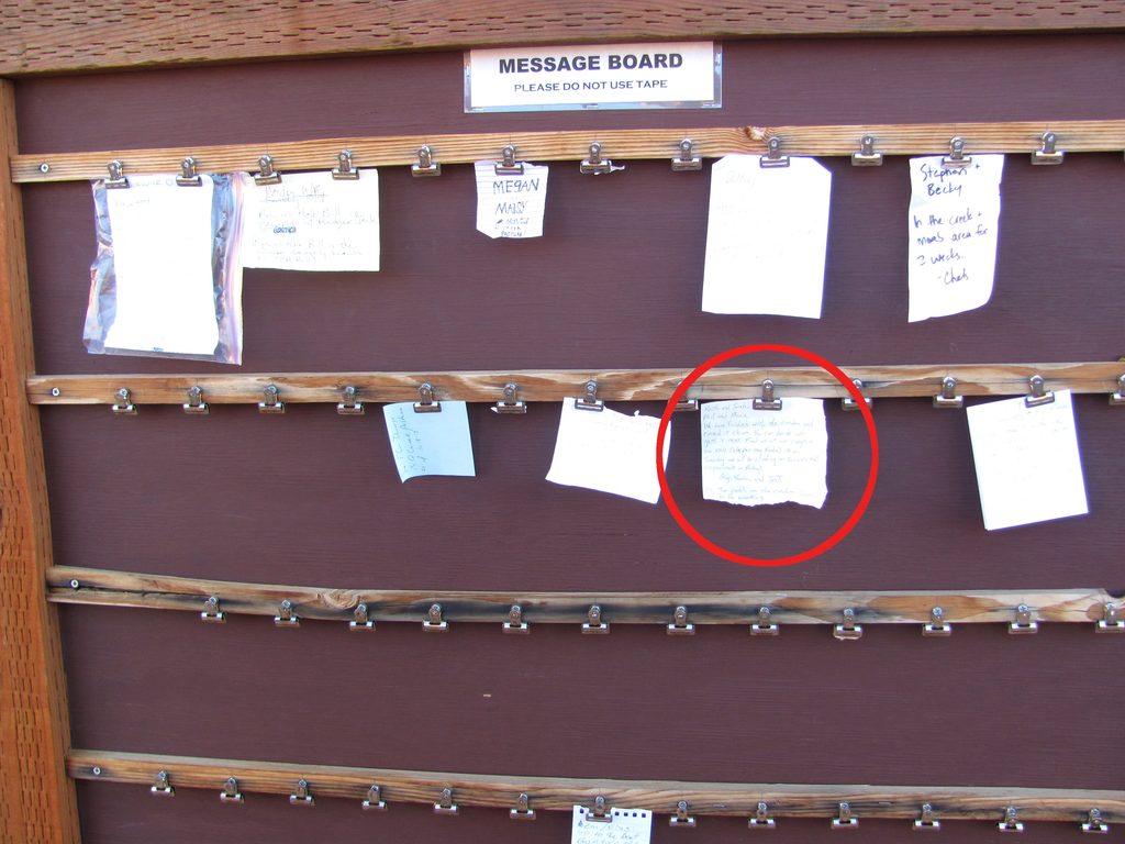We left a note so everyone could find us. (Category:  Rock Climbing)