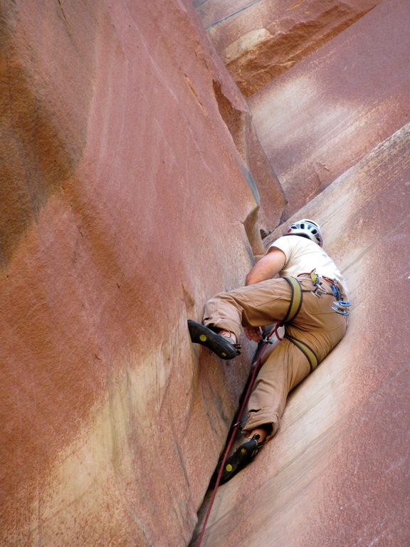 Me leading Incredible Hand Crack. (Category:  Rock Climbing)