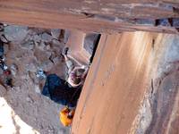 Guy leading Incredible Hand Crack. (Category:  Rock Climbing)