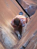 Guy leading Incredible Hand Crack. (Category:  Rock Climbing)