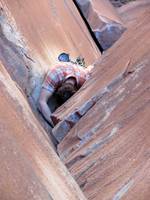 Guy leading Incredible Hand Crack. (Category:  Rock Climbing)