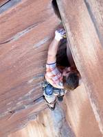 Guy leading Incredible Hand Crack. (Category:  Rock Climbing)