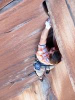 Guy leading Incredible Hand Crack. (Category:  Rock Climbing)