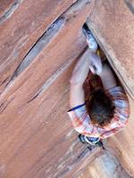 Guy leading Incredible Hand Crack. (Category:  Rock Climbing)