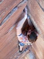Guy leading Incredible Hand Crack. (Category:  Rock Climbing)
