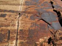Guy leading Generic Crack. (Category:  Rock Climbing)