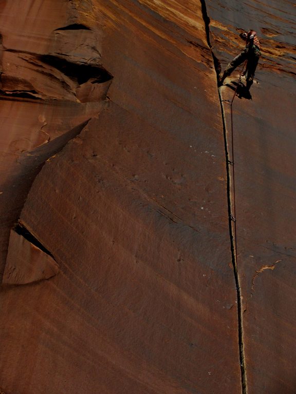 Guy at the top of Supercrack. (Category:  Rock Climbing)