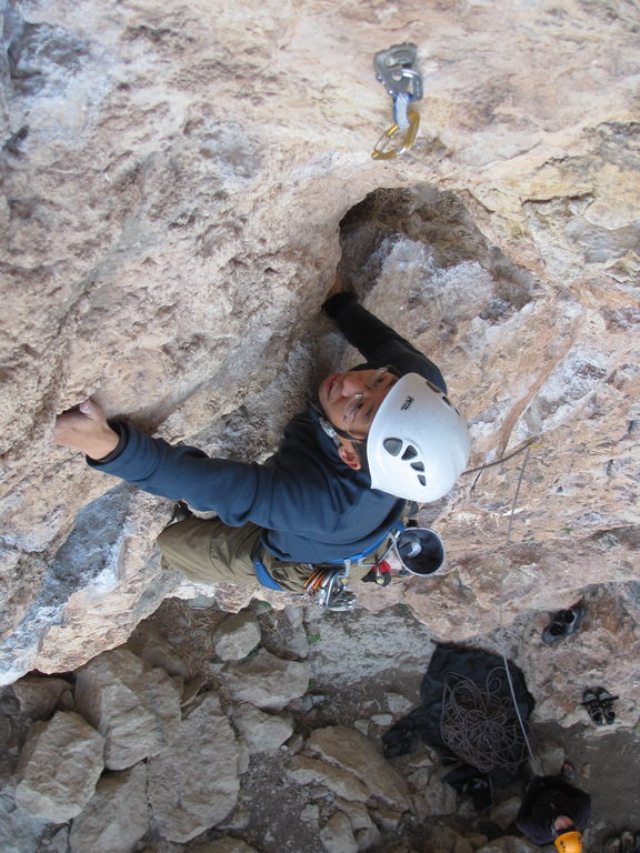 Chris climbing at Buena Sombra. (Category:  Travel)