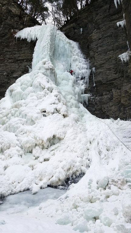 Me leading the upper falls (Category:  Ice Climbing)